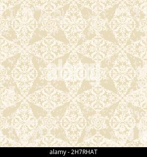 Vintage-Beige-Muster auf grunge-Hintergrund. Modernes arabisches Muster. Nahtloses Hintergrundbild in sattem orientalischem Stil. Hintergrund, Tapete, Verpackung, Textil Stock Vektor