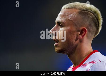 BRÜGGE, BELGIEN - 24. NOVEMBER: Angelino von RB Leipzig während des UEFA Champions League Group Stage-Spiels zwischen Club Brugge und RB Leipzig im Jan Breydelstadion am 24. November 2021 in Brügge, Belgien (Foto von Jeroen Meuwsen/Orange Picics) Credit: Orange Pics BV/Alamy Live News Stockfoto