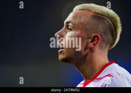 BRÜGGE, BELGIEN - 24. NOVEMBER: Angelino von RB Leipzig während des UEFA Champions League Group Stage-Spiels zwischen Club Brugge und RB Leipzig im Jan Breydelstadion am 24. November 2021 in Brügge, Belgien (Foto von Jeroen Meuwsen/Orange Picics) Credit: Orange Pics BV/Alamy Live News Stockfoto