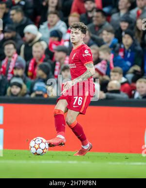 Anfield, Liverpool, Großbritannien. 24th. November 2021. UEFA Champions League Football, Liverpool gegen FC Porto; Neco Williams von Liverpool Credit: Action Plus Sports/Alamy Live News Stockfoto