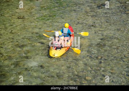 Kajak Sava Bohinjika Bohinj Fluss Slowenien Stockfoto