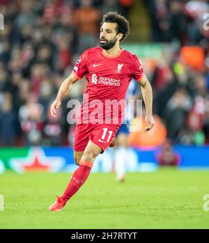 Anfield, Liverpool, Großbritannien. 24th. November 2021. UEFA Champions League Football, Liverpool versus FC Porto; Mohammed Salah von Liverpool Credit: Action Plus Sports/Alamy Live News Stockfoto