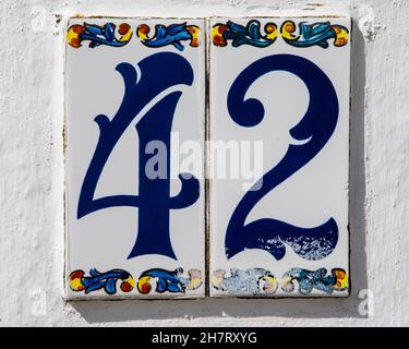 Nahaufnahme der Nummer 42. Stockfoto