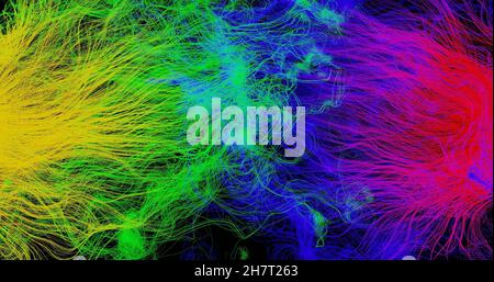 Abstrakter mehrfarbiger Hintergrund von Threads 3D Rendering Stockfoto
