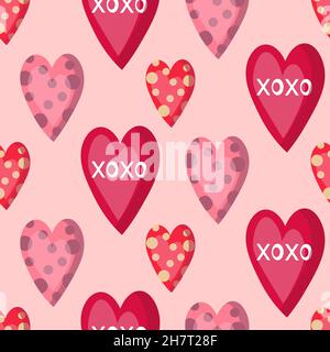 Muster mit verschiedenen Herzen für Valentinstag. Vektorgrafik. Stock Vektor