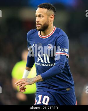 City Stadium, Manchester, Großbritannien. 24th. November 2021. UEFA Champions League Football, Manchester City gegen PSG; Neymar von Paris Saint Germain Credit: Action Plus Sports/Alamy Live News Stockfoto