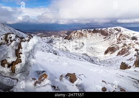 Blick vom Mount Tongariro, im zentralen Plateau der Nordinsel Neuseelands. Stockfoto