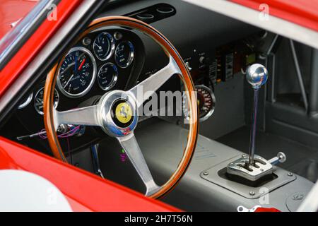 Innenraum eines Ferrari 250 GTO. Stockfoto