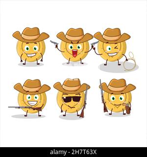 Coole Cowboy Dalgona Süßigkeiten Liebe Cartoon-Figur mit einem niedlichen Hut. Vektorgrafik Stock Vektor