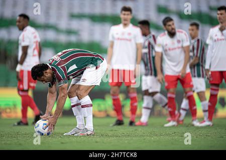 Rio De Janeiro, Brasilien. 25th. November 2021. RJ - Rio de Janeiro - 11/24/2021 - BRASILIANISCH BIS 2021. FLUMINENSE X INTERNACIONAL - Fluminense-Spieler Fred feiert sein Tor während eines Spiels gegen Internacional im Maracana-Stadion für die brasilianische A 2021-Meisterschaft. Foto: Jorge Rodrigues/AGIF/Sipa USA Quelle: SIPA USA/Alamy Live News Stockfoto