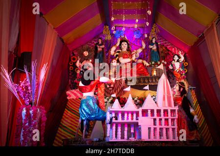 Göttin Durga Idol auf Navratri Festival Feier Stockfoto