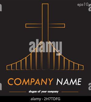 Kreuzvektor-Logovorlage für ein Unternehmen oder eine Kirche, Logotyp für ein Unternehmen oder eine Marke isoliert auf schwarzem Hintergrund, Logoumriss, Emblem-Element Stock Vektor