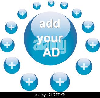 Mehrere Add your ad glass Buttons Vektordarstellung Stock Vektor