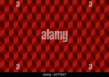 Rotes geometrisches muster mit 3D Würfeln. Abstrakter Hintergrund. Stockfoto
