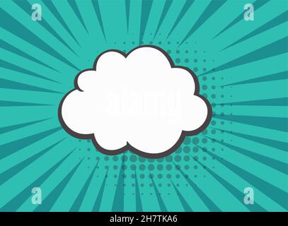 Leere Karikatur schwarz und weiß Wolke Pop Art Ausdruck Sprechbox auf blau. Stockfoto