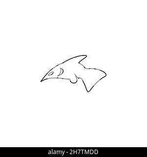 Fischschnur-Symbol. Einfacher Stil Fisch Shop großen Verkauf Poster Hintergrund-Symbol. Fish Company Logo Design-Element. T-Shirt-Druck. Vektor für Aufkleber. Stock Vektor
