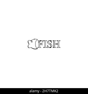 Fischschnur-Symbol. Einfacher Stil Fisch Shop großen Verkauf Poster Hintergrund-Symbol. Fish Company Logo Design-Element. T-Shirt-Druck. Vektor für Aufkleber. Stock Vektor