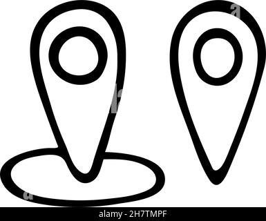 Position Pin Zeiger Vektor Doodle Illustration gesetzt isoliert auf weißem Hintergrund Stock Vektor
