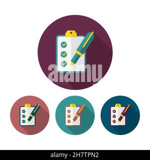 Checkliste Symbol, Vektor flach lange Schatten Design. Versand- und Logistikkonzept. Stock Vektor