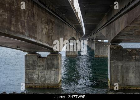 Die Storebæltsbroen-Brücke ist eine Verbindung zwischen den beiden dänischen Inseln Seeland und Fünen. Großer Gürtel, Dänemark, Europa Stockfoto