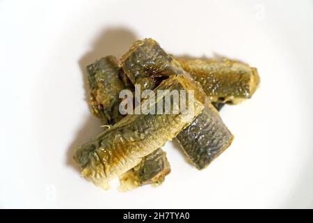 Hausgemachter gebratener Neunaugen-Fisch mit Marinade. Stockfoto