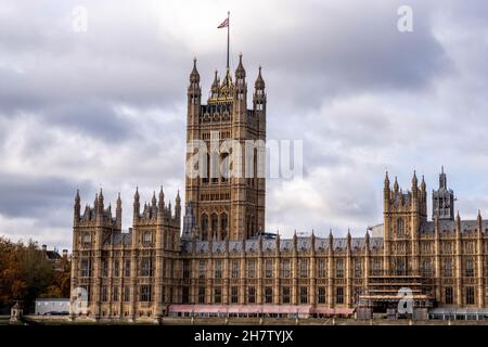Waterloo London England Großbritannien, November 21 2021, Blick auf die Houses of Parliament City of Westminster London Stockfoto