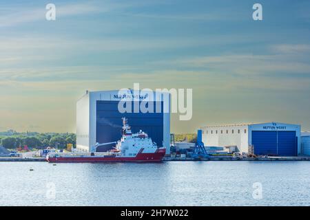 Rostock: Neptun Werft-Schiffbau in Ostsee, Mecklenburg-Vorpommern, Deutschland Stockfoto