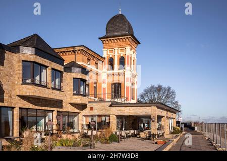 Hotel Wacht am Rhein in Wesel Büderich, Nordrhein-Westfalen, Deutschland. Am 25. März 1945 Feldmarschall Bernhard Montgomery, Premierminister Winston Stockfoto