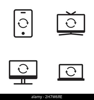 Software-Updates für Telefon, Fernseher, Computer und Laptop. Einfaches Symbol auf weißem Hintergrund isoliert Stock Vektor