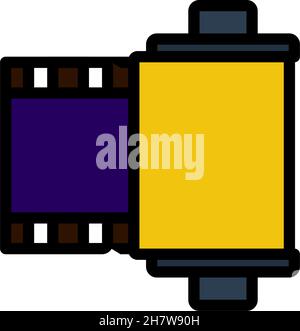 Symbol Für Fotopatronenrolle. Editierbare Fett Formatigte Kontur Mit Farbfüllungsdesign. Vektorgrafik. Stock Vektor