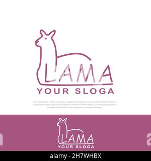 Lama stilisierte Linie Logo Vektor Illustration Stock Vektor