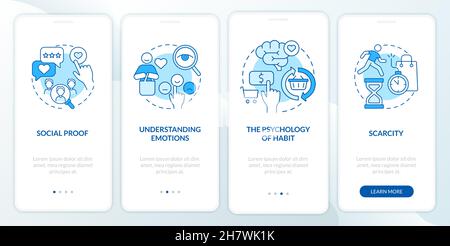 Neuroscience-Regeln Onboarding der mobilen App-Seite Bildschirm Stock Vektor