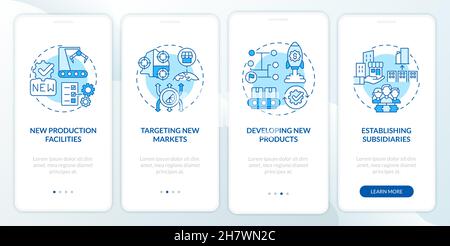 Blaues Onboarding der mobilen App-Seite für internes Unternehmenswachstum Stock Vektor