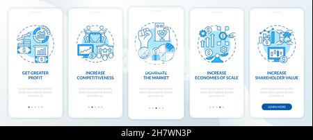 Bedeutung der Geschäftserweiterung blauer Bildschirm der mobilen App-Seite für das Onboarding Stock Vektor