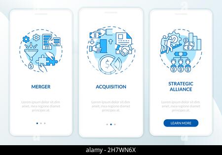 Externe Erweiterung, blauer Bildschirm auf der Seite „Mobile App Onboarding“ Stock Vektor