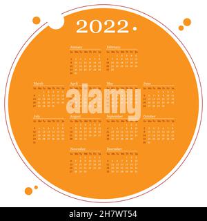 Kreis Kalender auf 2022 Jahr. Vorlage Kalender für Unternehmen auf Stock Vektor