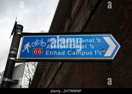 Straßenschild An Manchester England 8-12-2019 Stockfoto