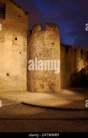 Muslimische Mauer. Alzira. Valencia, Comunitat Valenciana. Spanien. Stockfoto