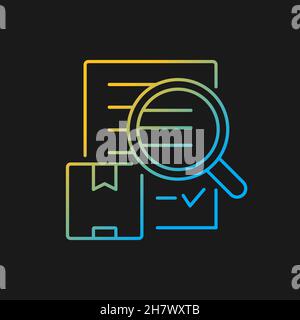 Shipping Audit Cargo Transport Control Gradienten Vektor-Symbol für dunkles Thema Stock Vektor