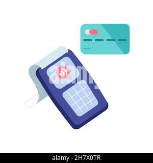 Flache Cartoon nfc kontaktlose Kartenzahlung, Vektor Illustration Konzept Stock Vektor