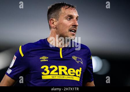 LONDON, ENGLAND - 24. NOVEMBER: Phil Jagielka von Derby County während des Sky Bet Championship-Spiels zwischen Fulham und Derby County im Craven Cottage o Stockfoto