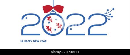 2022 Frohes Neues Jahr, Frohe weihnachten, Vektor-Vorlage für ein Poster, Banner, facebook, Website-Cover im modernen Stil der abstrakten Kunst Stockfoto