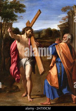 Christus erscheint dem heiligen Petrus auf dem Appischen Weg (Domine, Quo Vadis?) Vom italienischen Barockmaler Annibale Carracci (1560-1609), Öl auf Holz, c. 1601/2 Stockfoto