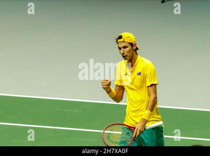 Alexei Popyrin aus Australien während des Davis Cup 2021, Tennisspiels zwischen Kroatien und Australien am 25. November 2021 im Pala Alpitour in Turin, Italien - Foto: Nderim Kaceli/DPPI/LiveMedia Stockfoto