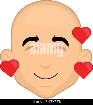 Vector Emoticon Illustration eines Zeichentrickfilms Gesicht von Herzen umgeben Stock Vektor