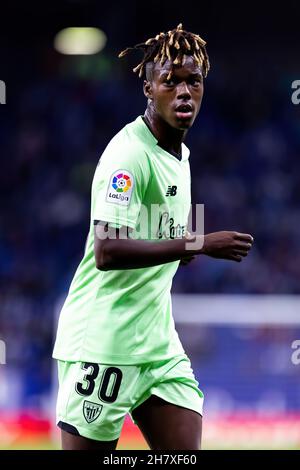 BARCELONA - OCT 26: Nico Williams in Aktion während des La Liga-Spiels zwischen RCD Espanyol und Athletic Club de Bilbao am 2. Oktober im RCDE-Stadion Stockfoto