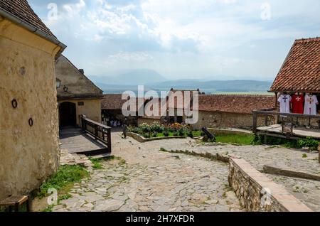 Mittelalterliche Festung in Rasnov, Siebenbürgen, Brasov, Rumänien. Stockfoto