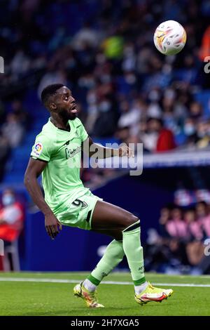 BARCELONA - OCT 26: Inaki Williams in Aktion während des La Liga-Spiels zwischen RCD Espanyol und Athletic Club de Bilbao im RCDE-Stadion am Oktober Stockfoto