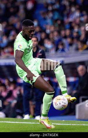 BARCELONA - OCT 26: Inaki Williams in Aktion während des La Liga-Spiels zwischen RCD Espanyol und Athletic Club de Bilbao im RCDE-Stadion am Oktober Stockfoto