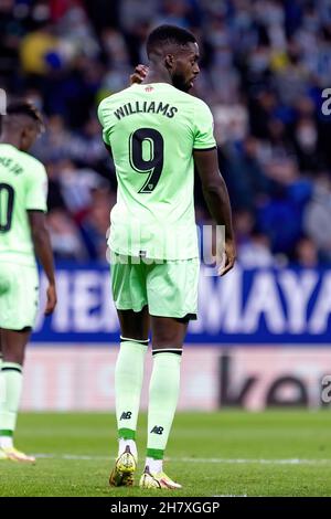 BARCELONA - OCT 26: Inaki Williams in Aktion während des La Liga-Spiels zwischen RCD Espanyol und Athletic Club de Bilbao im RCDE-Stadion am Oktober Stockfoto